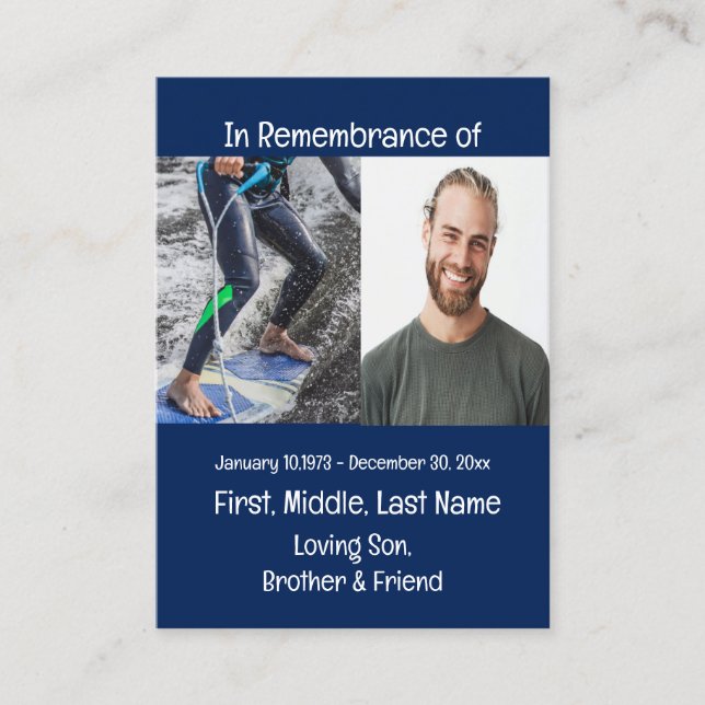 Memorial Keepsakskateboarding Visitkort (Framsida)