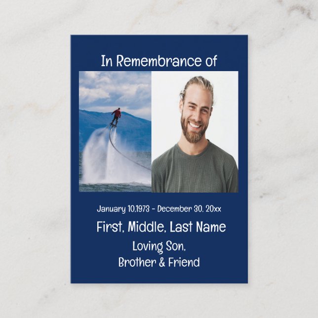 Memorial Keepsakskateboarding Visitkort (Framsida)