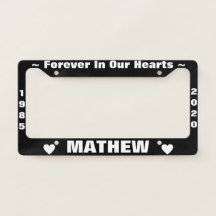 Memorial License Plate med Hearts
