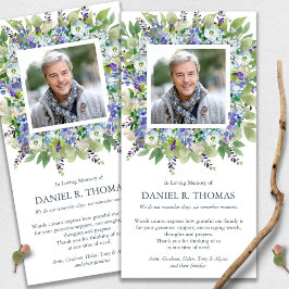 Memorial Lila Blommigts Funeral Tack Cards Kort