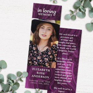 Memorial Lila Marble Funeral Prayer Bookmark Litet Visitkort