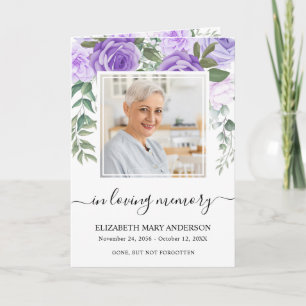 Memorial Lila Watercolor Blommigt Funeral Program
