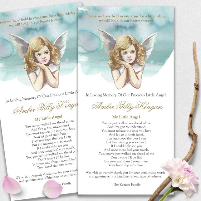Memorial Loss Angel Vingar Funeral Tack Cards (funeral thank you cards, bereavement, elegant, simple, celebration of life, sympathy card)