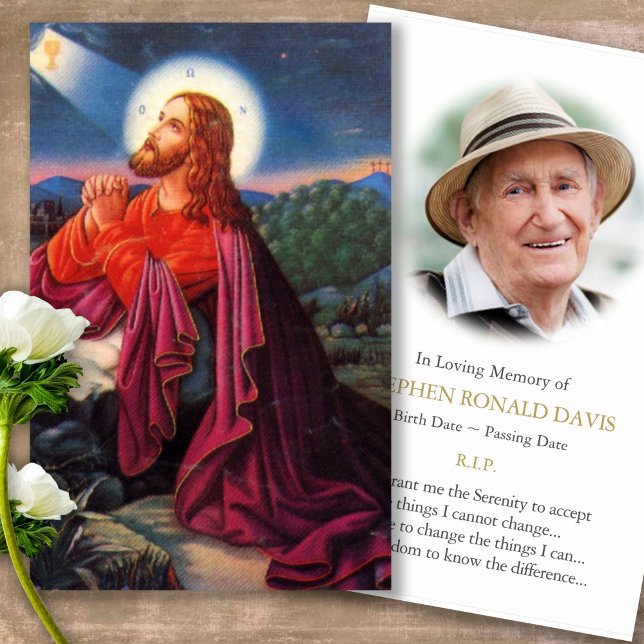 Memorial Loss Jesus Prayer Sympathy Cards Visitkort (catholic, religious, celebration of life, in loving memory of, prayer cards for bereavement)