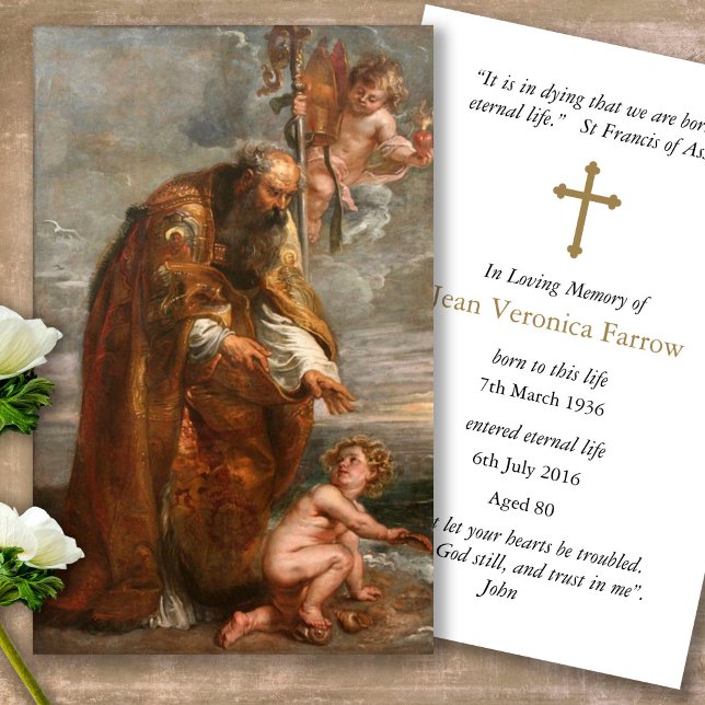 Memorial Loss St Augustine Prayer Sympathy Cards Visitkort (catholic, religious, celebration of life, in loving memory of, prayer cards for bereavement)