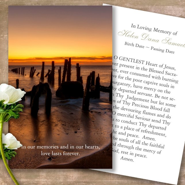 Memorial Loss Sunset Funeral Prayer Sympathy Cards Visitkort (sunset, sunrise, beach, celebration of life, in loving memory of, prayer cards for bereavement)