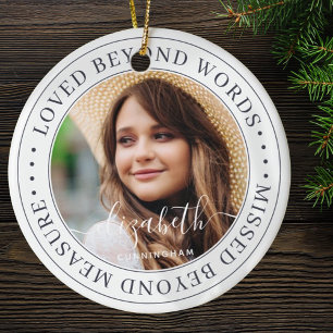 Memorial Loved bortom Ord Elegant Chic Photo Julgransprydnad Keramik