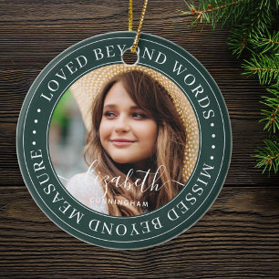 Memorial Loved bortom Ord Elegant Chic Photo Julgransprydnad Keramik