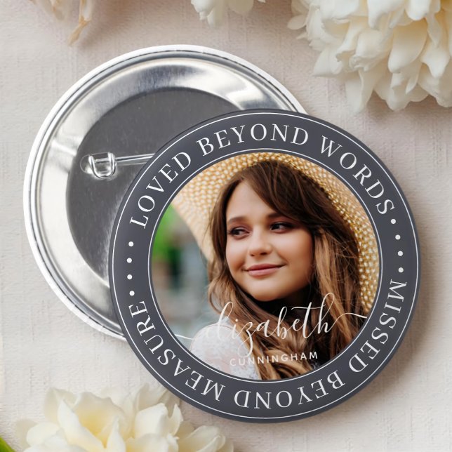 Memorial Loved bortom Ord Elegant Chic Photo Knapp (Skapare uppladdad)