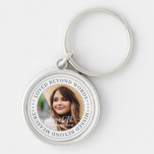 Memorial Loved bortom Ord Elegant Chic Photo Rund Silverfärgad Nyckelring
