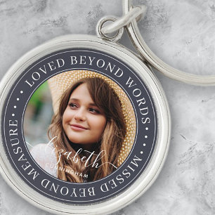 Memorial Loved bortom Ord Elegant Chic Photo Rund Silverfärgad Nyckelring