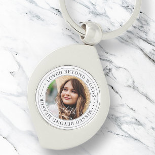 Memorial Loved bortom Ord Elegant Chic Photo Swirl Silverfärgad Nyckelring