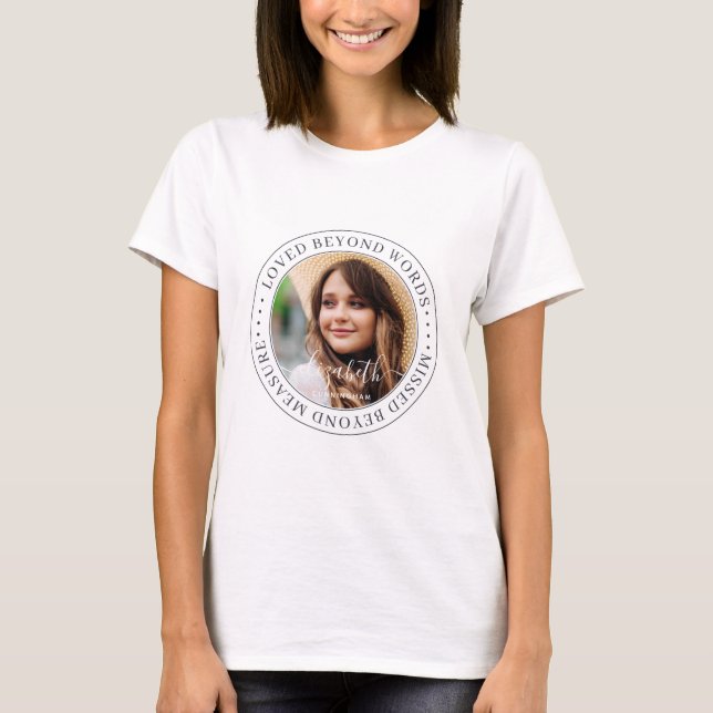 Memorial Loved bortom Ord Elegant Chic Photo T Shirt (Framsida)