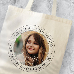 Memorial Loved bortom Ord Elegant Chic Photo Tygkasse