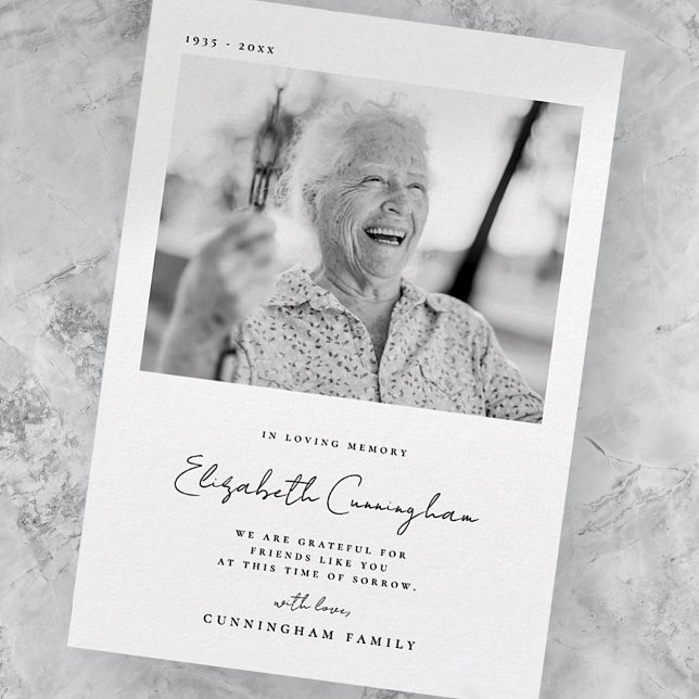 Memorial Loving Memory Elegant Simple Modern Photo Tack Kort (Skapare uppladdad)