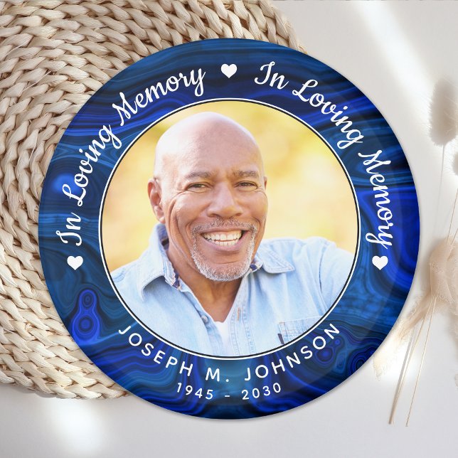 Memorial Loving Memory Photo Blue Marble Funeral Magnet (Skapare uppladdad)