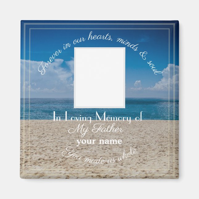 Memorial Magnet med text - Beach (Framsidan)