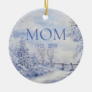 Memorial Mamma Winter Forest jul-Helgdag Julgransprydnad Keramik