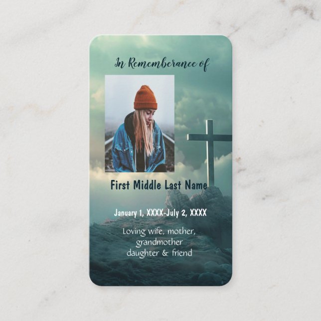 Memorial Memory Card Christian Kor på Backe Visitkort (Framsida)