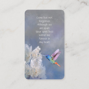 Memorial Memory Card Hummingbird White Flowers Visitkort
