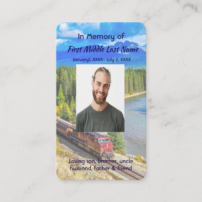 Memorial Memory Card Train Rail Tram Railway Visitkort (Framsida)