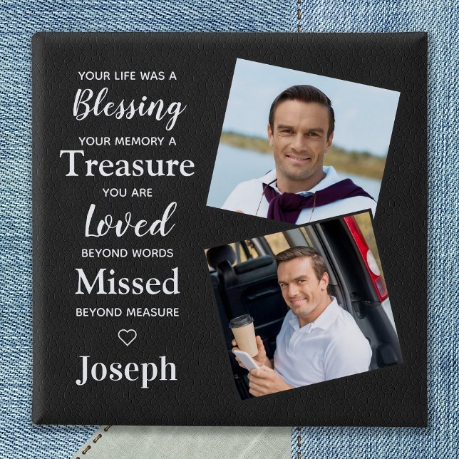 Memorial Memory-foto för Dikt Faux-läder Knapp (Skapare uppladdad)