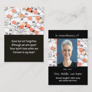 Memorial Memory Pocket Keepsak Bingo-spel Visitkort
