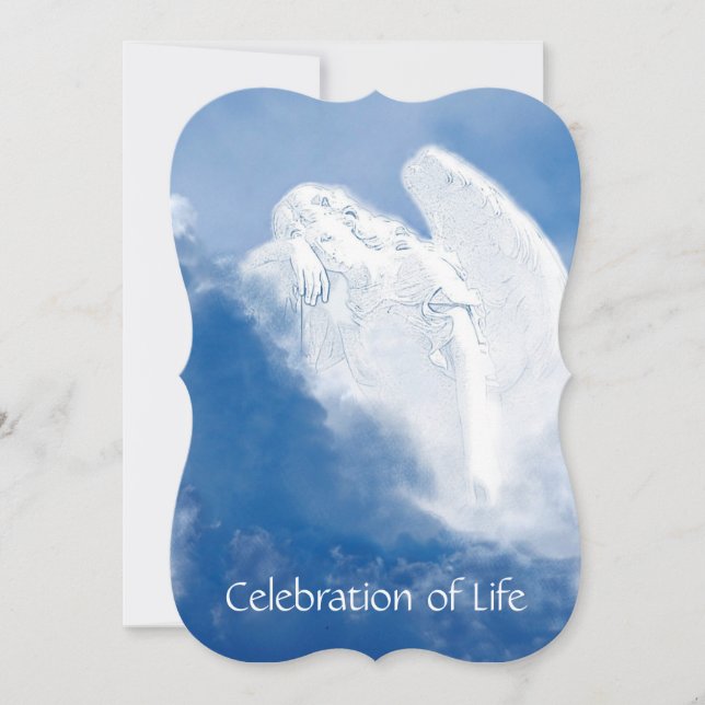 Memorial Memory Service Inbjudan Mourning Angel (Framsida)