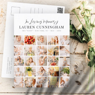 Memorial Minimalist Modern Simple 25 Photo Collage Vykort