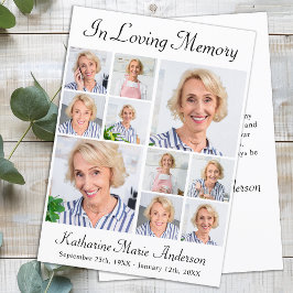 Memorial Modern 6 Photo Collage Sympathy Keepsak Tack Kort