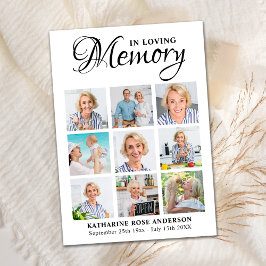 Memorial Modern 9 Photo Collage Sympathy Keepsak Tack Kort