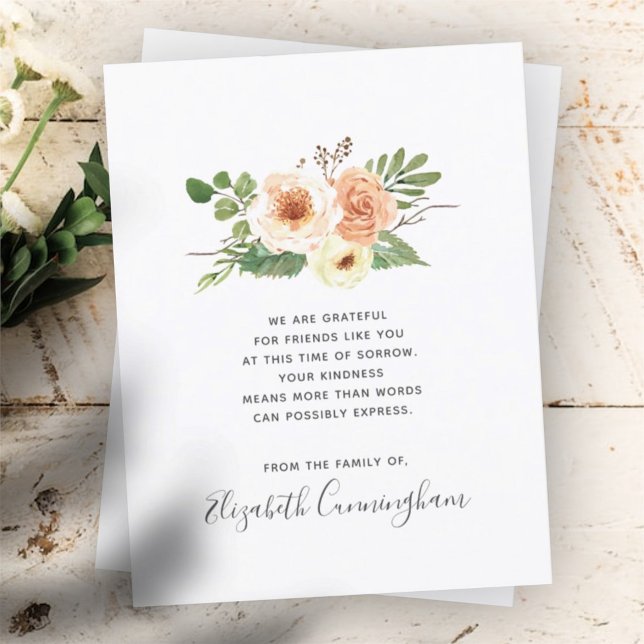 Memorial Modern Blommigt Flower Foliage Botanicals Tack Kort (Skapare uppladdad)