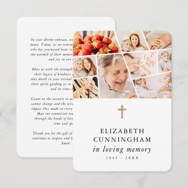 Memorial Modern Simple 9 Photos Prayer Tack Kort (Fram/baksida)