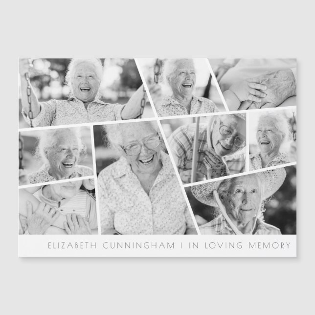 Memorial Modern Simple Chic 9 Photo Collage Card (Framsida)