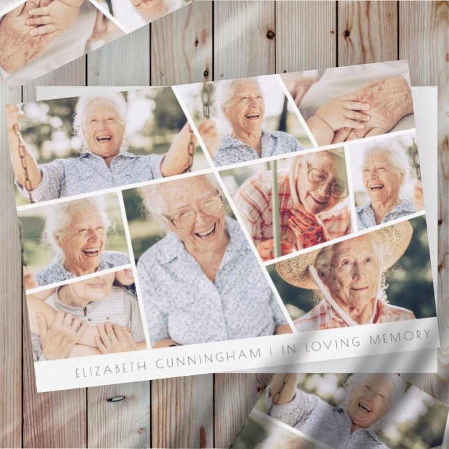 Memorial Modern Simple Chic 9 Photo Collage Card (Skapare uppladdad)