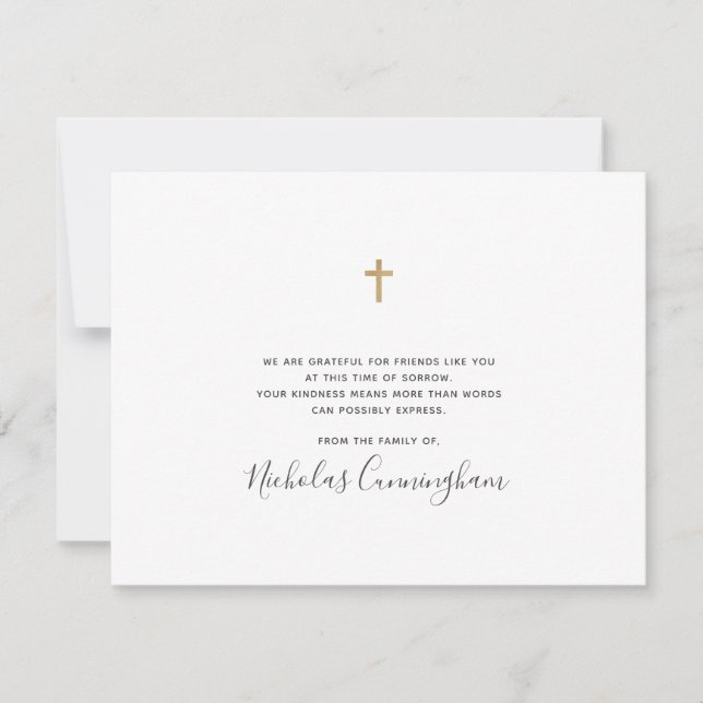 Memorial Modern Simple Faux Guld Kor Tack Kort (Framsida)