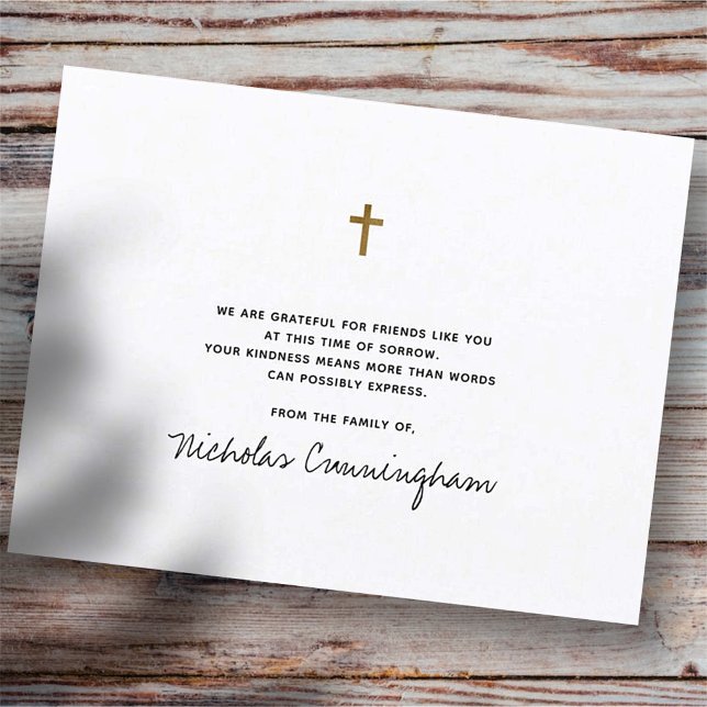 Memorial Modern Simple Faux Guld Kor Tack Kort (Skapare uppladdad)