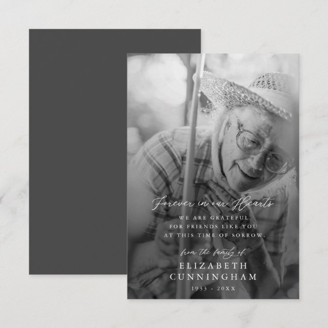 Memorial Modern Simple Forever i Hearts Photo Tack Kort (Fram/baksida)