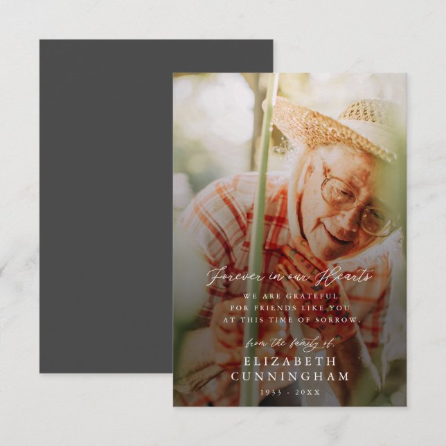 Memorial Modern Simple Forever i Hearts Photo Tack Kort (Fram/baksida)