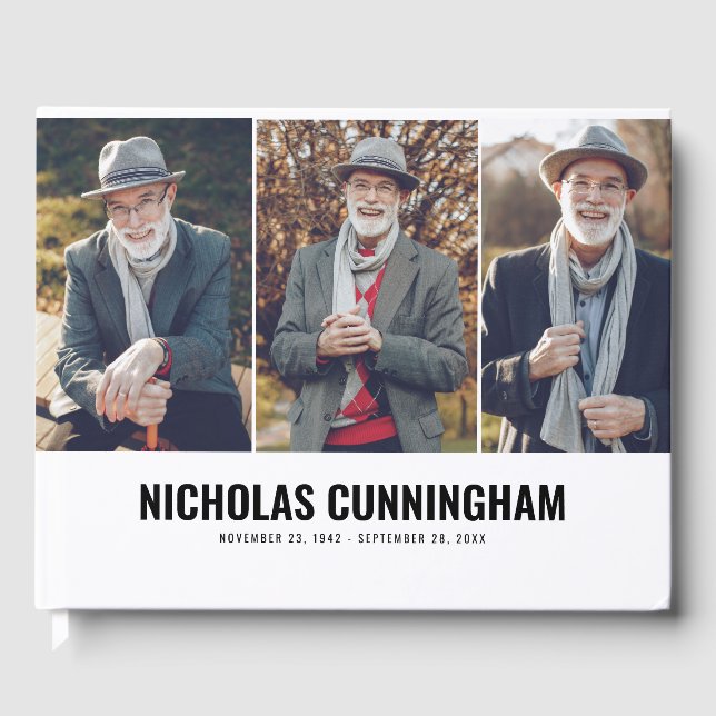 Memorial Modern Three Photo Gästböcker (Framsida)