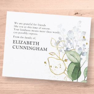 Memorial Modern Watercolor Greenery Foliage Tack Kort