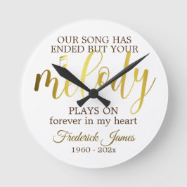 Memorial Music Quote Memory Keepsak Rund Klocka