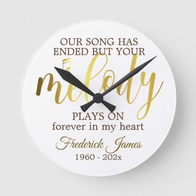 Memorial Music Quote Memory Keepsak Rund Klocka (Framsida)