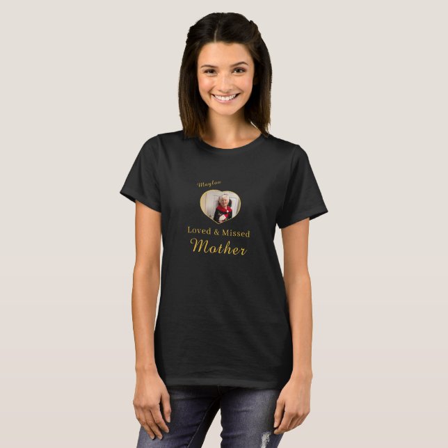 Memorial namn Photo Heart Ram Loved and Misved T Shirt (Hel framsida)
