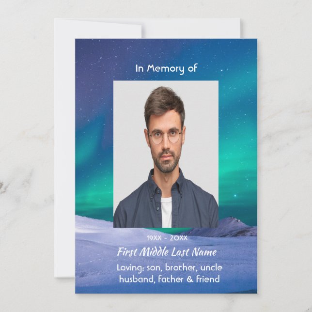 Memorial Northern Ljus Aurora Borealis Inbjudningar (Framsida)