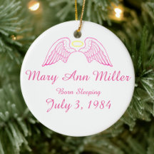 Memorial Ornament Angel Vingar Halo ROSA
