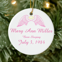 Memorial Ornament Angel Vingar Halo ROSA