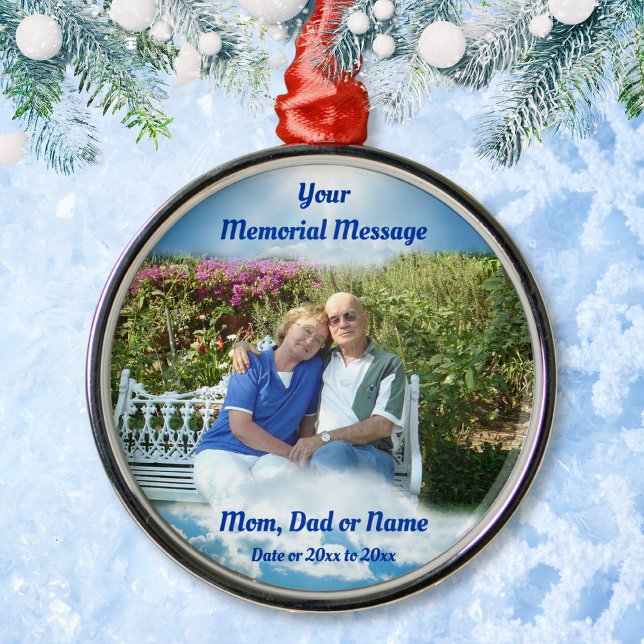 Memorial Ornaments for Mamma, Pappa, Parents Loved Julgransprydnad Metall (Memorial gifts for loss of parents. Memorial ornaments. Memorial Christmas Ornaments with Picture.)