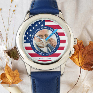 Memorial Patriotic American Anpassningsbar Photo Armbandsur