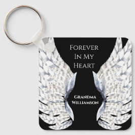 Memorial Photo Angel Vingar Black Tribute Nyckelring